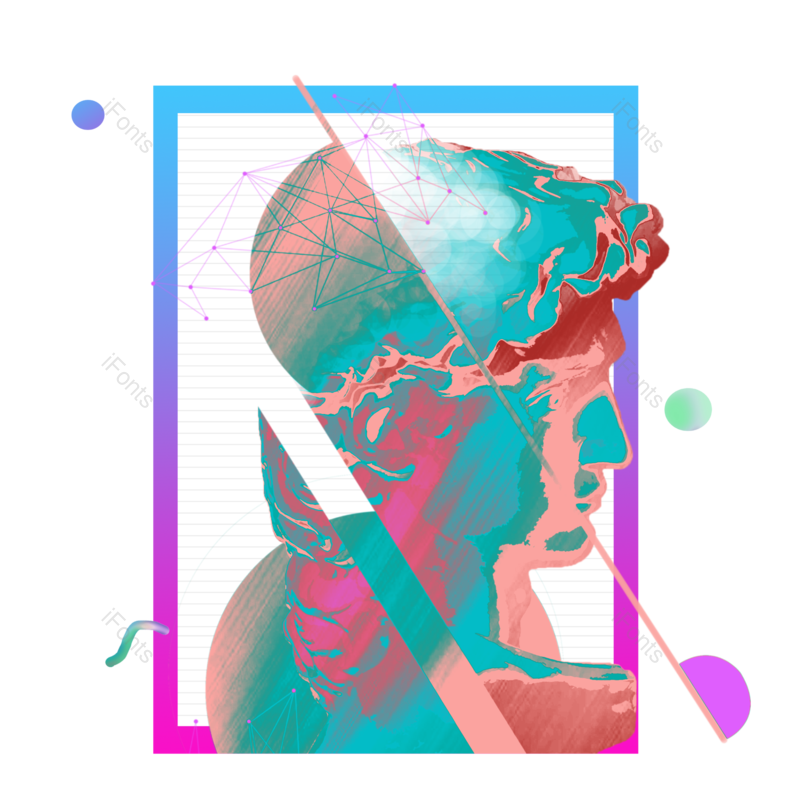 人像图片,几何形元素,分隔PNG,渐变免抠素材